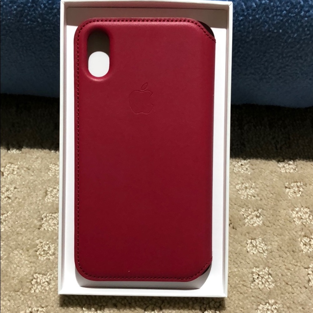 iPhone X leather folio berry